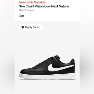 Nike Court Vision Low size 14, all black white